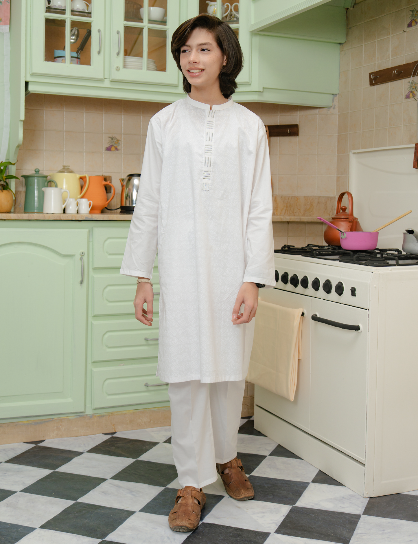 2 PIECE ALLOVER PRINTED EMBROIDERED SUIT