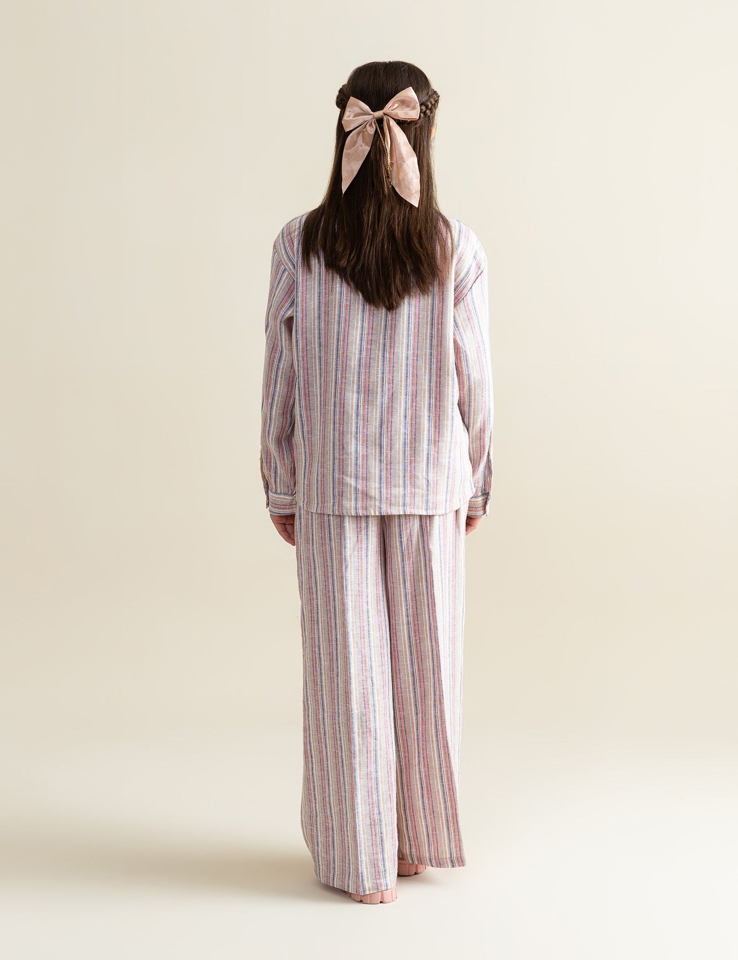 2 PIECE STRIPED EMBROIDERED SUIT