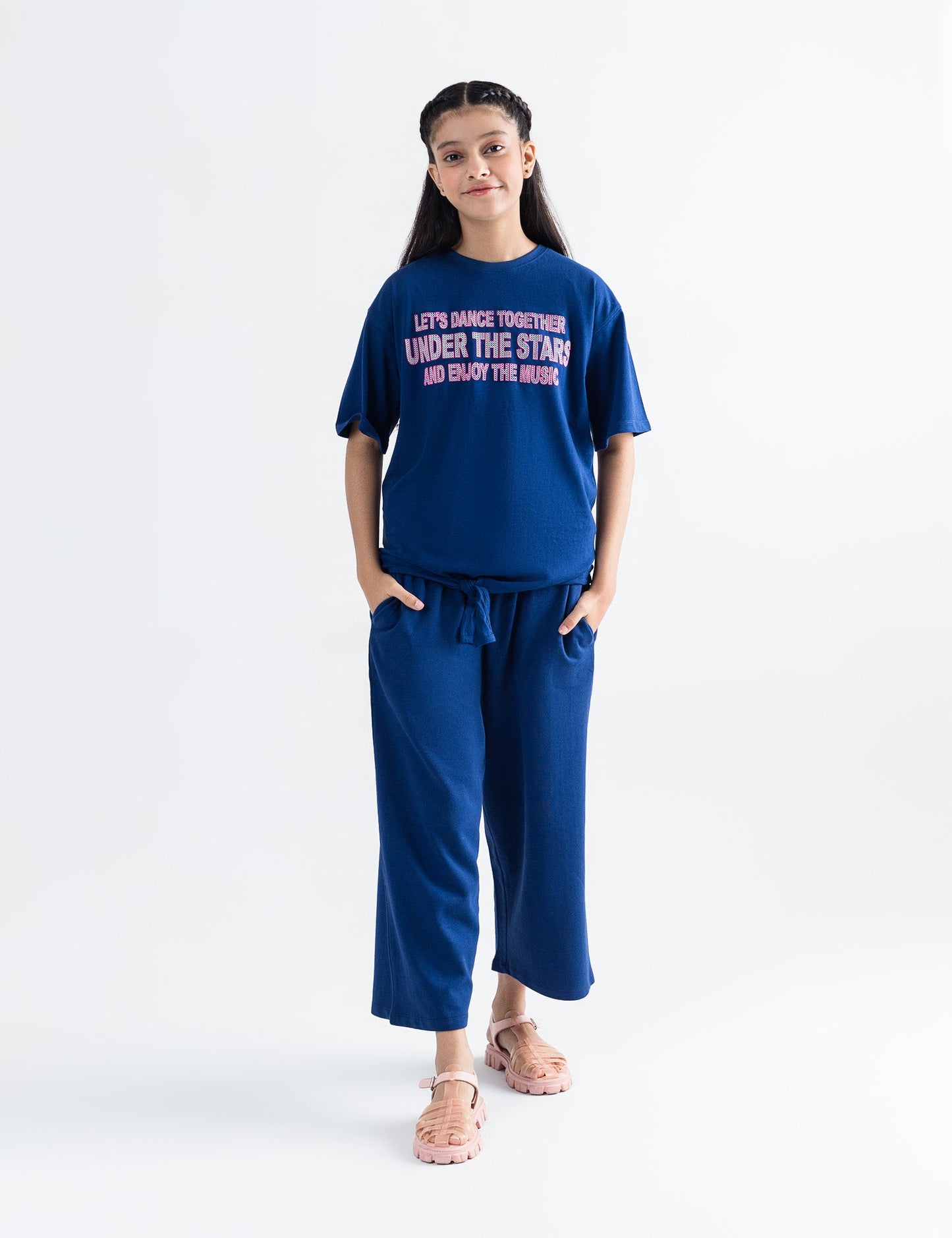 2 PIECE TEXT EMBROIDERED SUIT