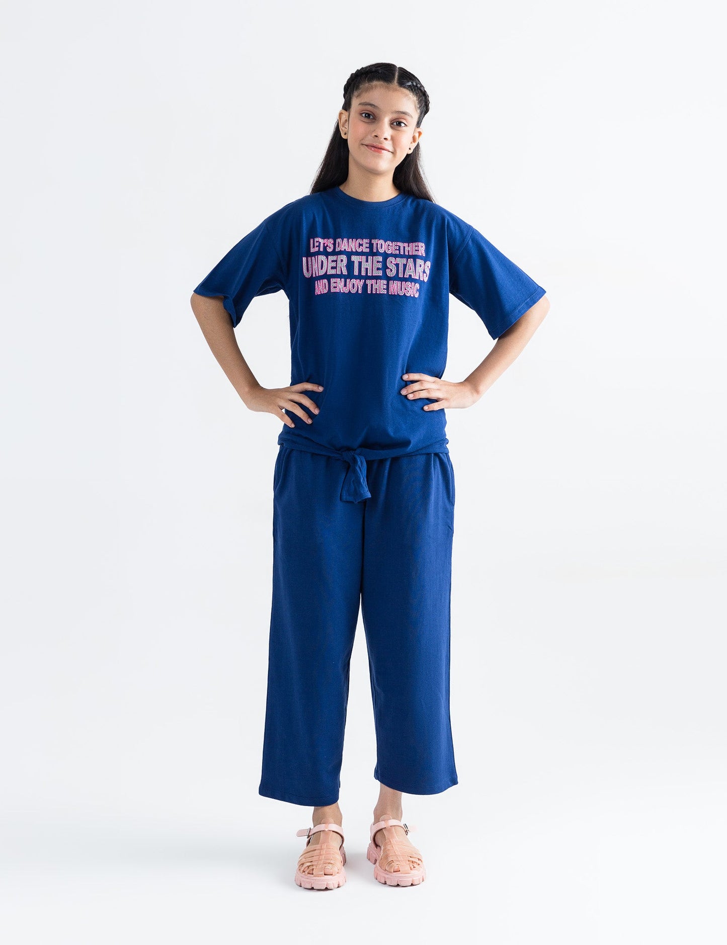 2 PIECE TEXT EMBROIDERED SUIT