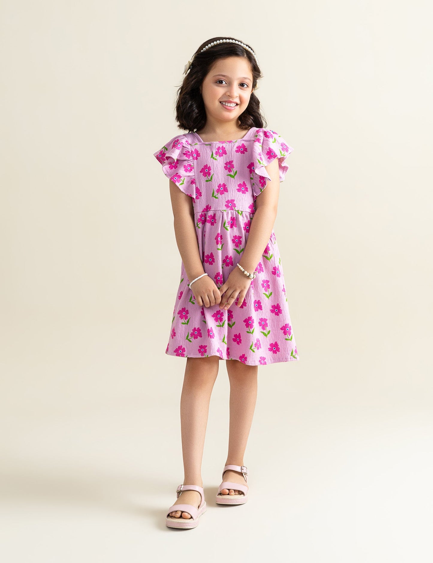 FLORAL PRINTED DRESS FOR LITTLE GIRLS