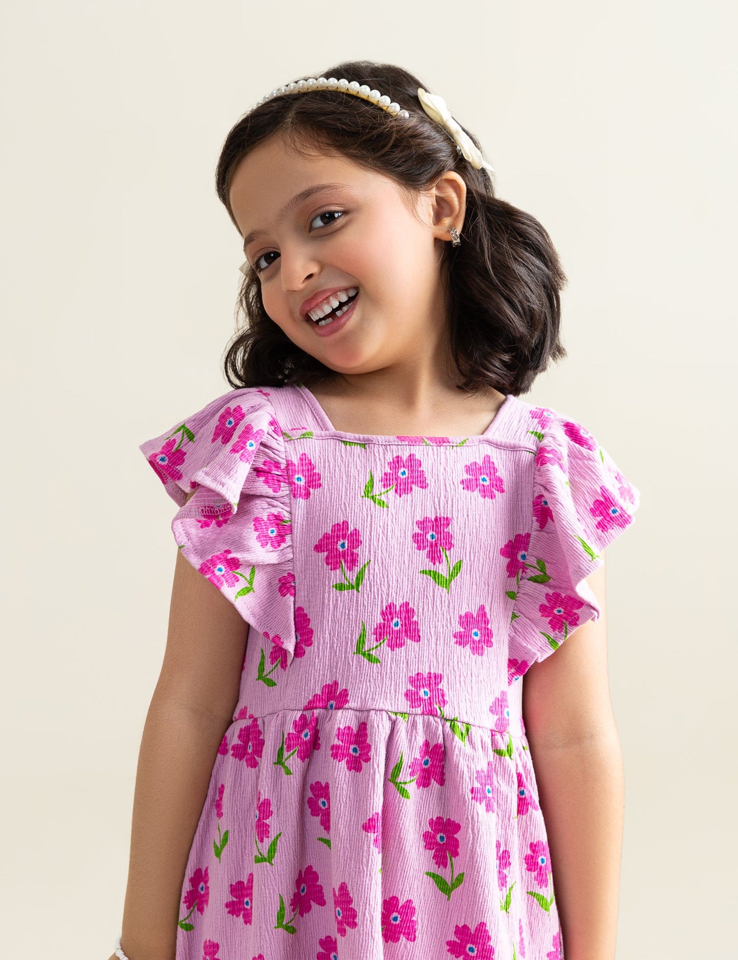FLORAL PRINTED DRESS FOR LITTLE GIRLS