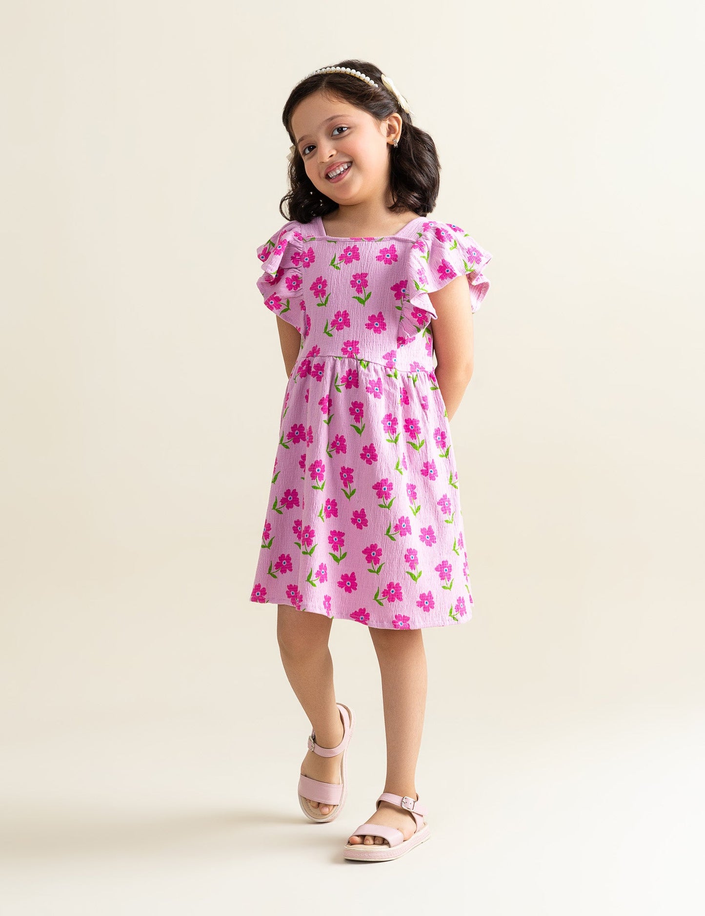 FLORAL PRINTED DRESS FOR LITTLE GIRLS