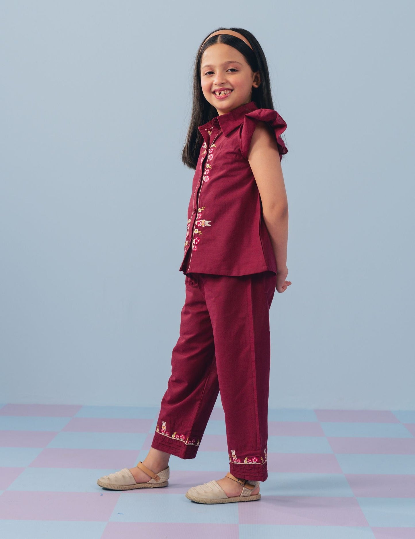 2 PIECE BUNNY EMBROIDERED SUIT