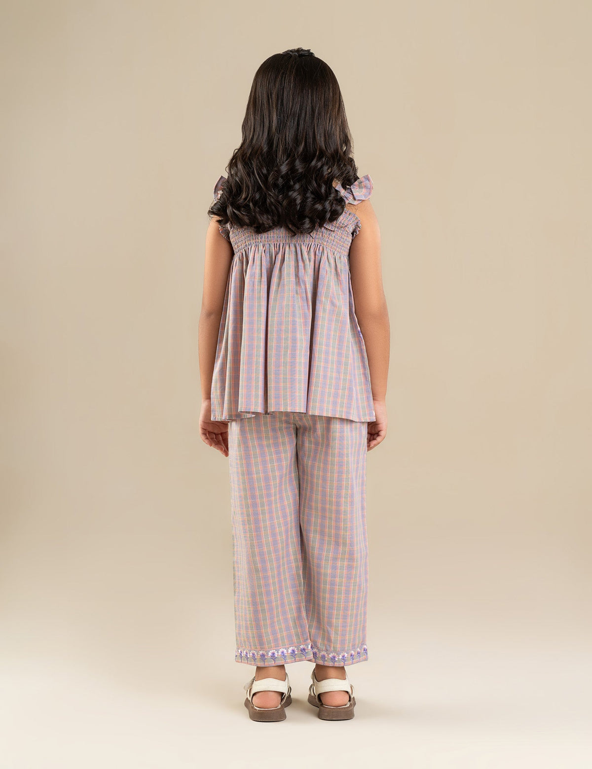 2 PIECE STRIPED EMBROIDERED SUIT