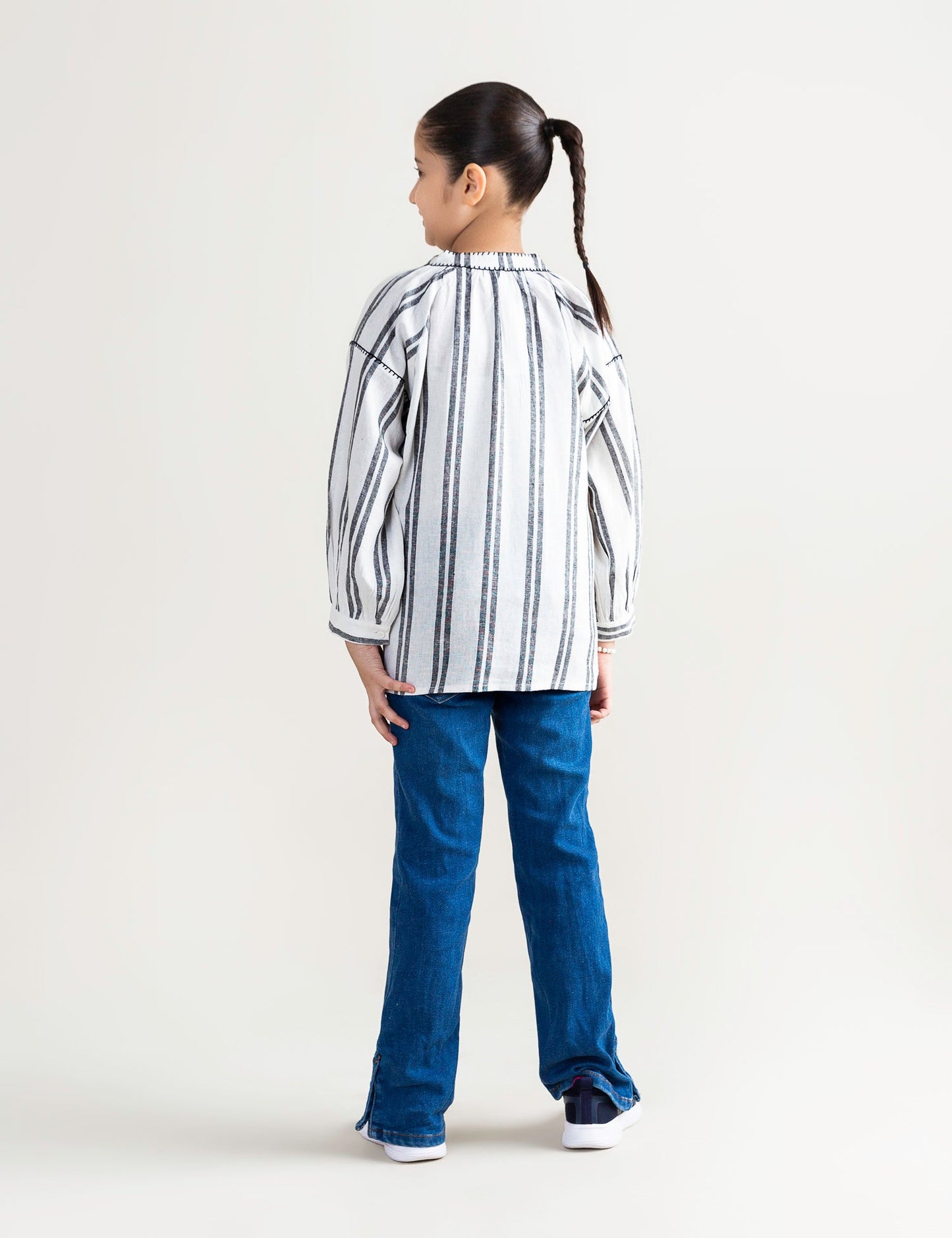 STRIPED PEASANT TOP