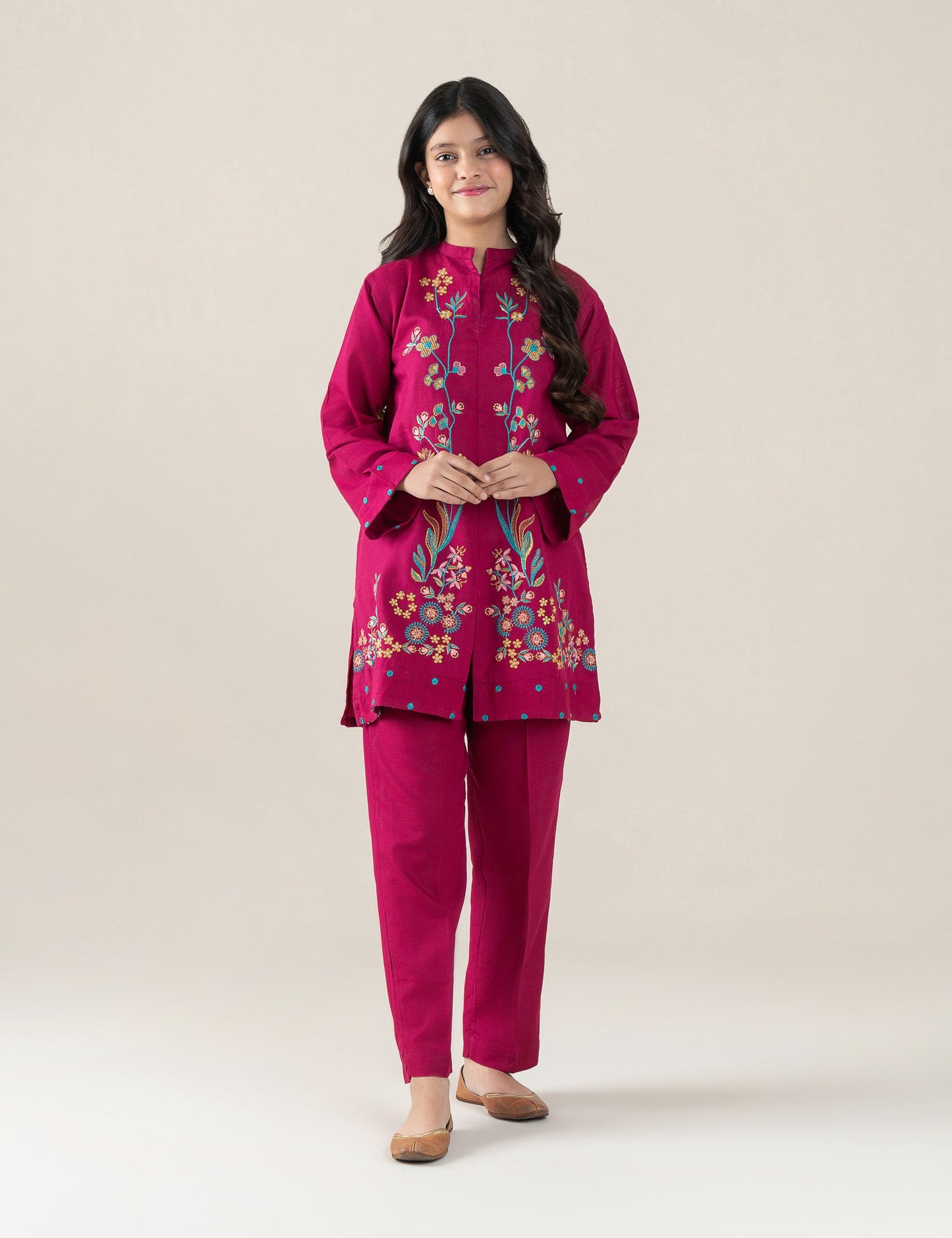 2 PIECE FLORAL EMBROIDERED SUIT