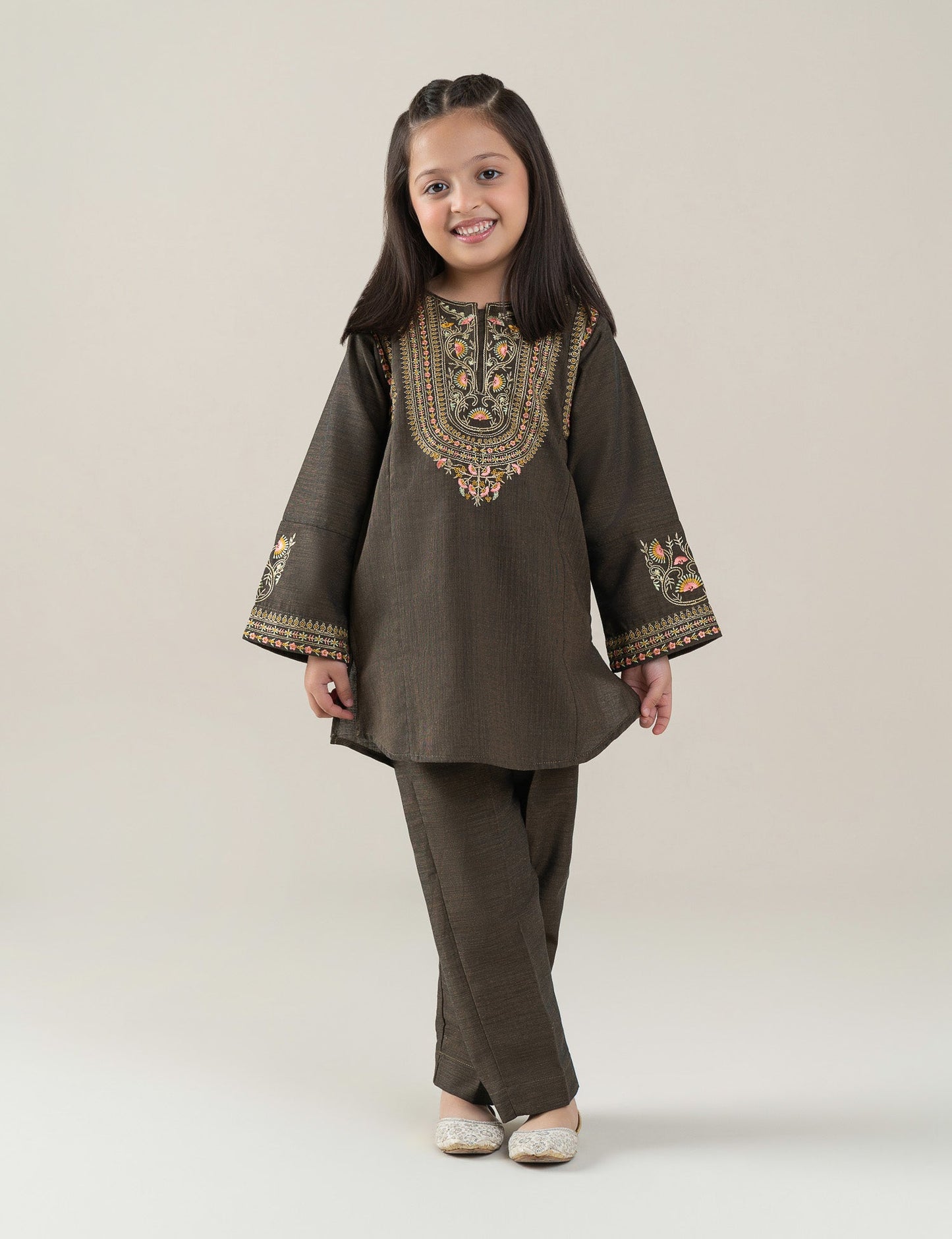 2 PIECE FLORAL EMBROIDERED SUIT