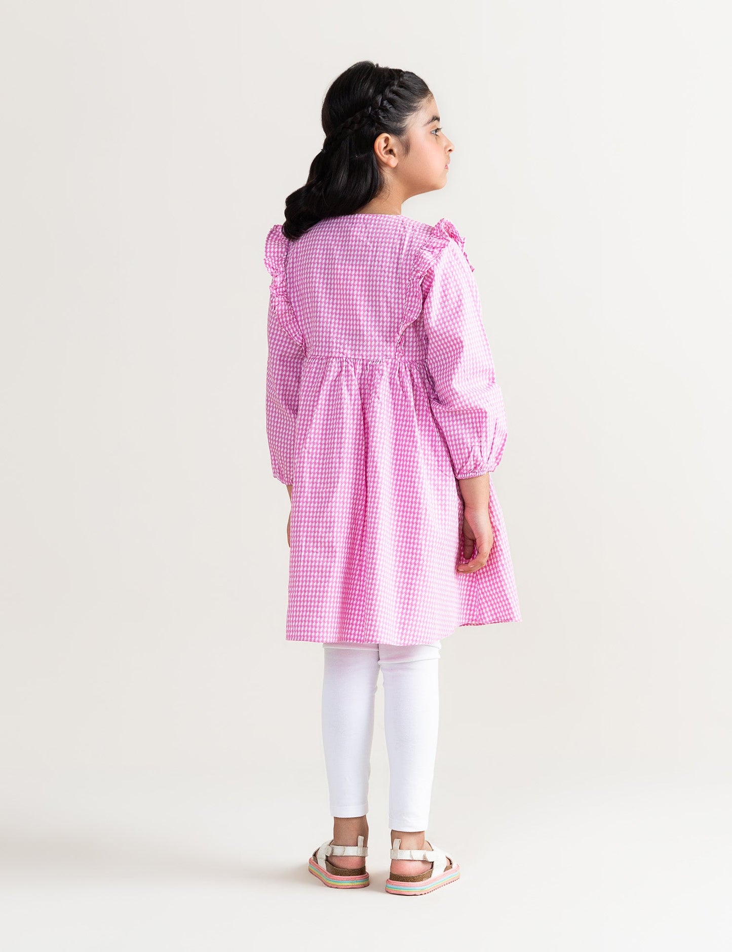 GINGHAM LONG SLEEVE DRESS