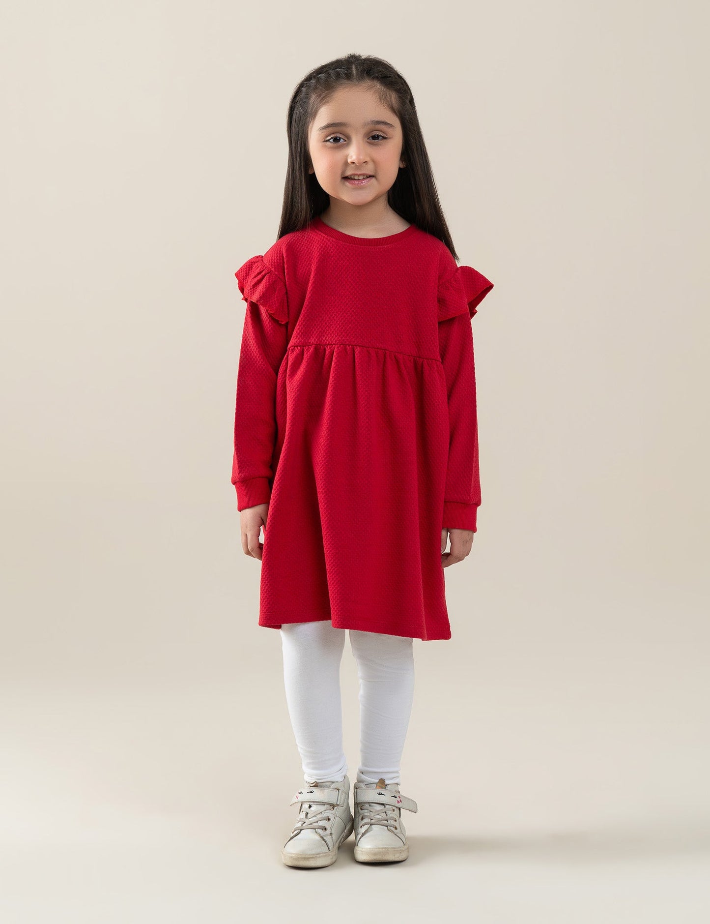 RUFFLE SHOULDER DRESS