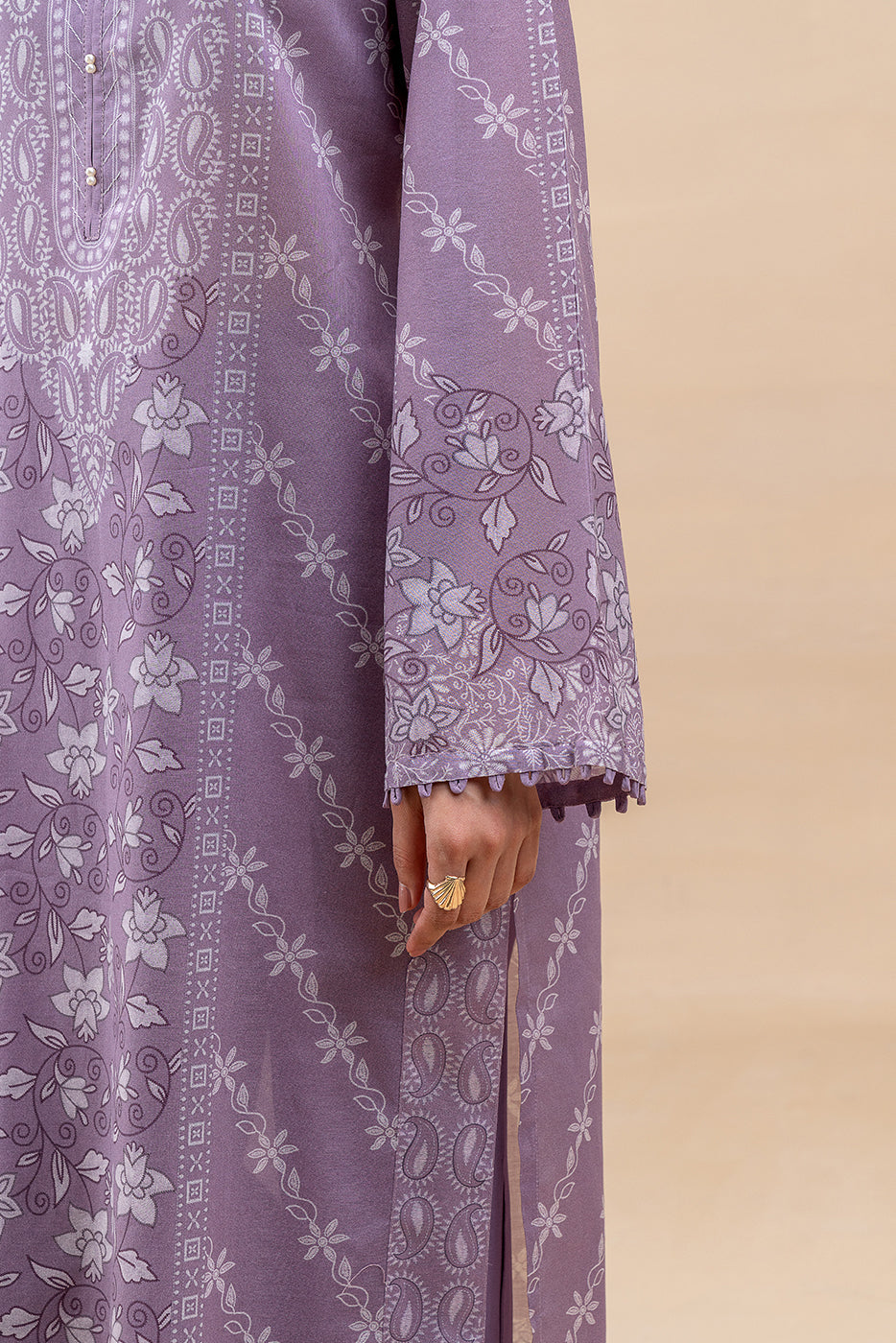 3 PIECE PRINTED LAWN SUIT-LAVENDER HAZE (UNSTITCHED)