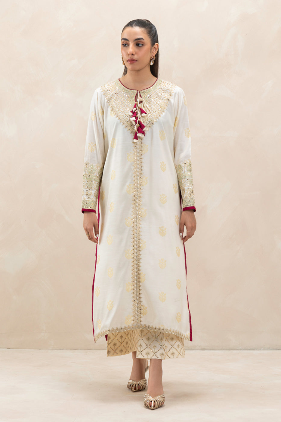 2 PIECE EMBROIDERED RAW SILK JACQUARD SUIT (LUXURY-PRET)