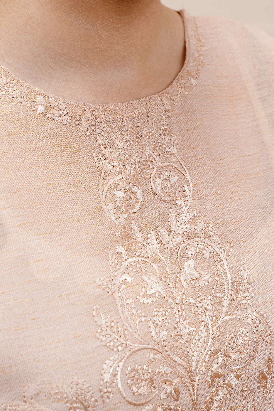 2 PIECE EMBROIDERED GOLD NET SUIT (PRET)