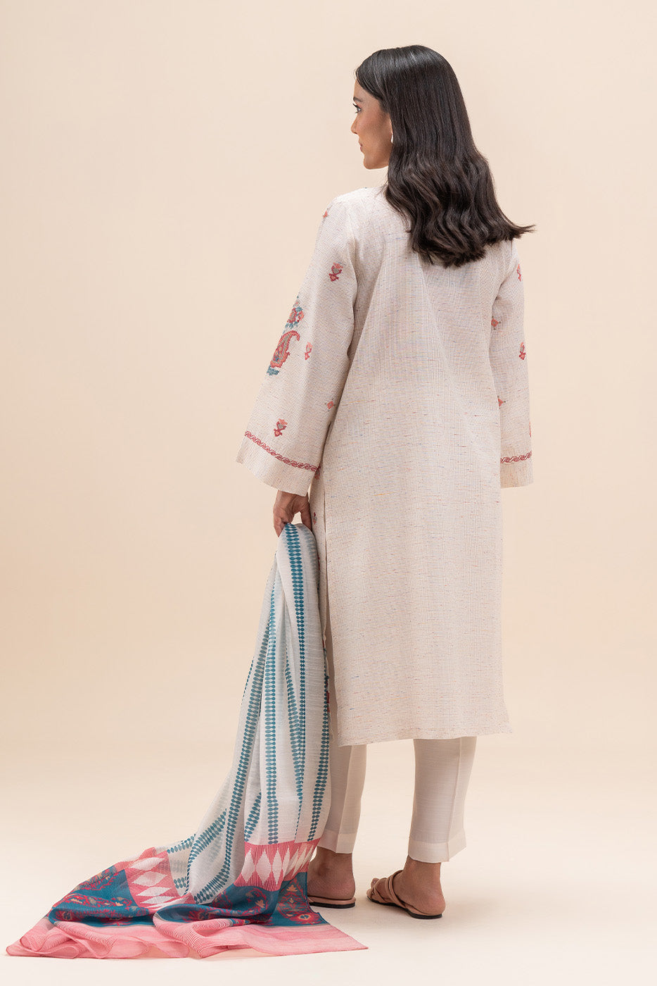 3 PIECE EMBROIDERED NET MULTI NEPS SUIT (PRET)