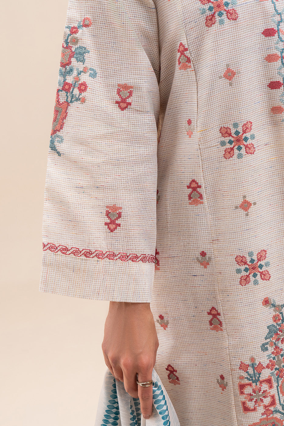3 PIECE EMBROIDERED NET MULTI NEPS SUIT (PRET)