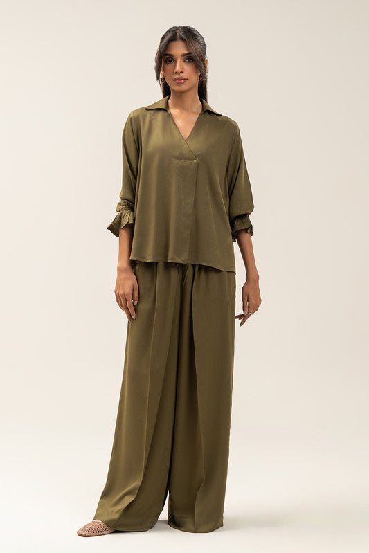 V NECK COLLAR CO-ORD SET