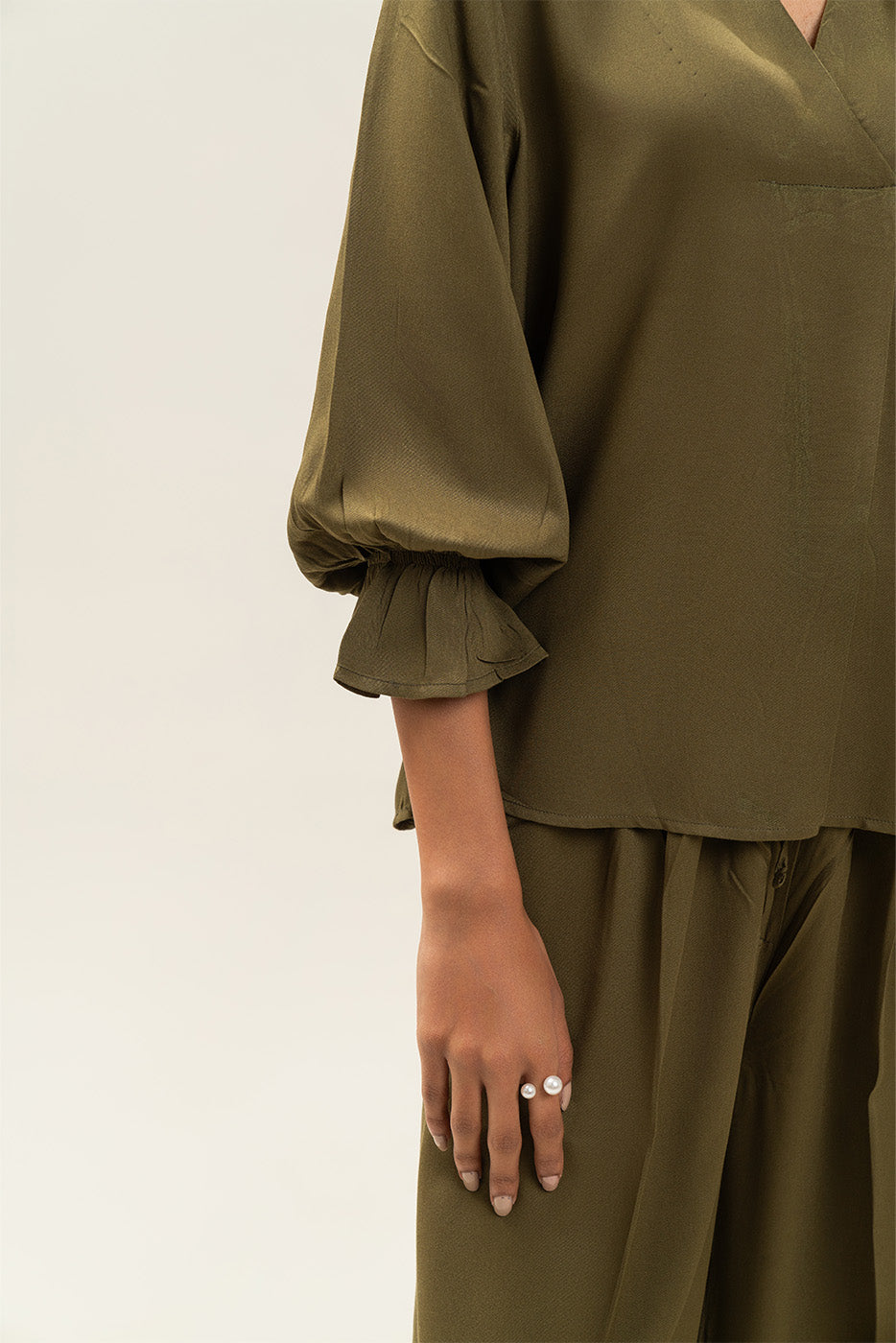 V NECK COLLAR CO-ORD SET