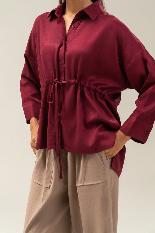 BUTTON-THROUGH ADJUSTABLE WAIST TOP