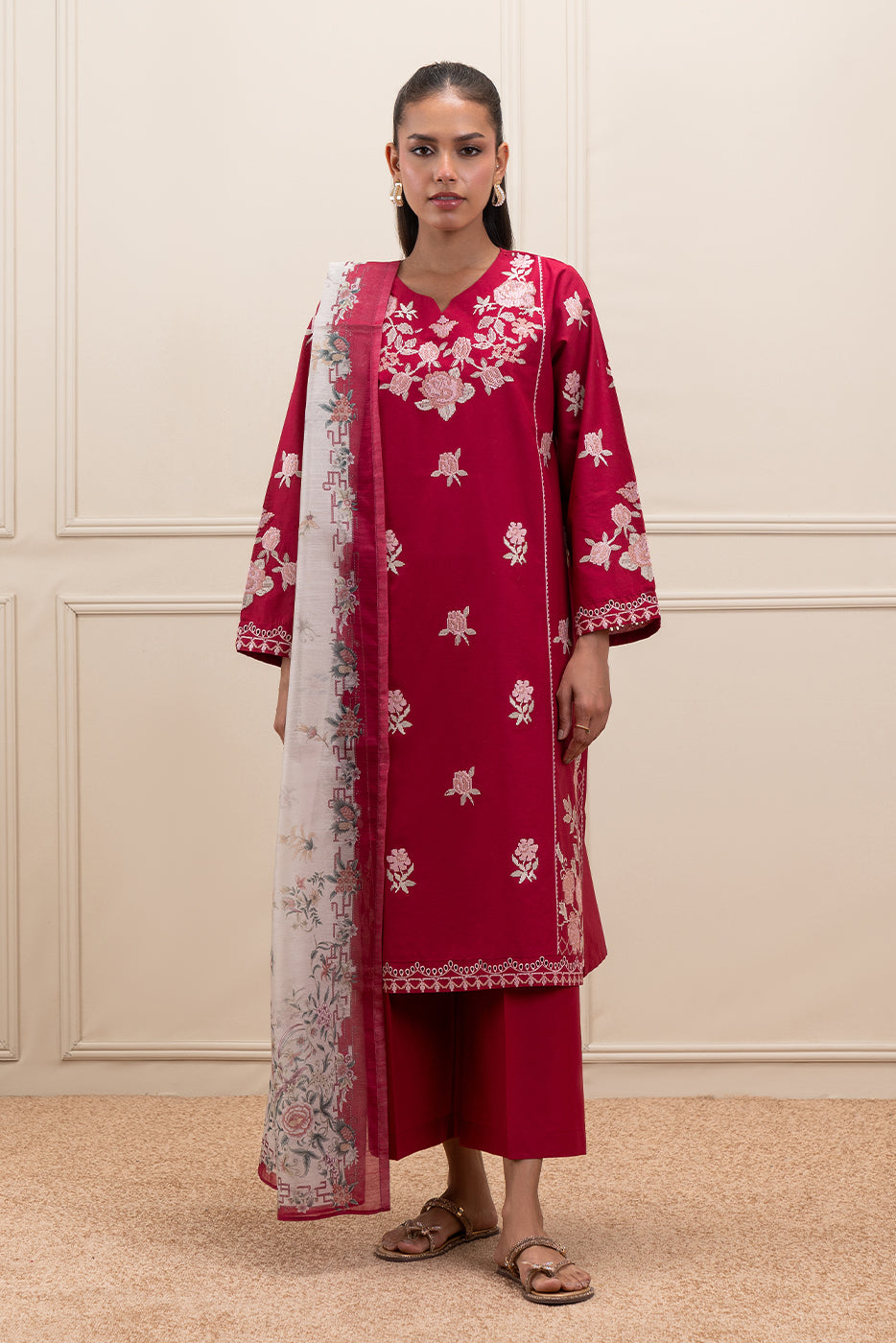 3 PIECE EMBROIDERED LAWN SUIT (PRET)