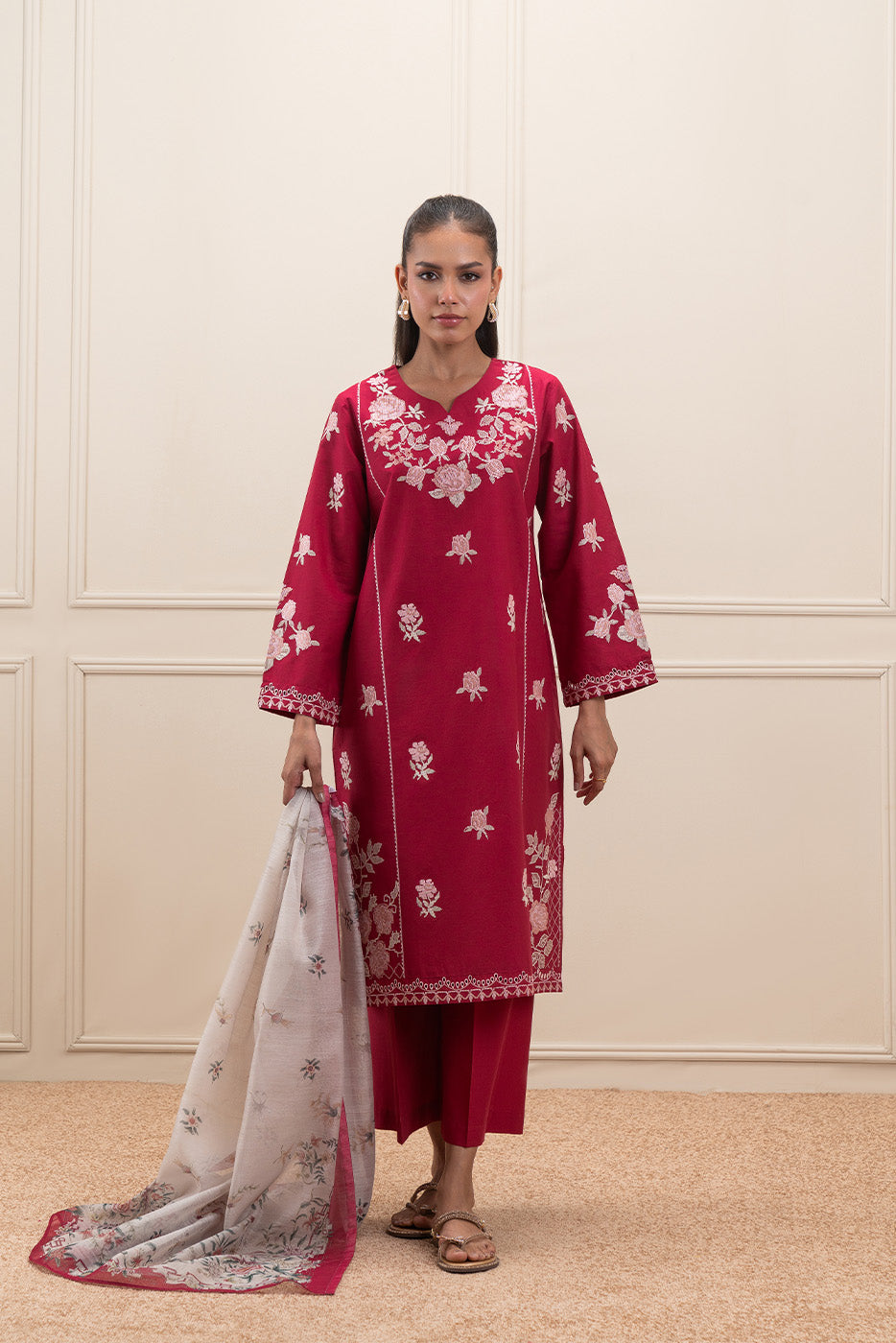 3 PIECE EMBROIDERED LAWN SUIT (PRET)