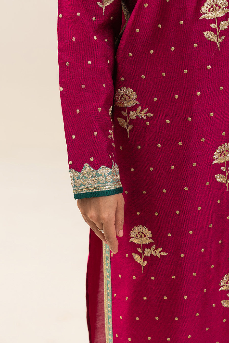 2 PIECE EMBROIDERED TWO TONE SUIT (PRET)