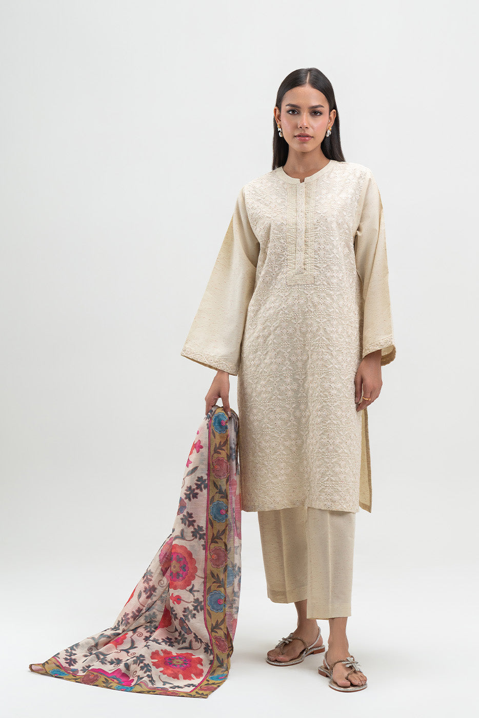 3 PIECE EMBROIDERED MULTI NEPS SUIT (PRET)