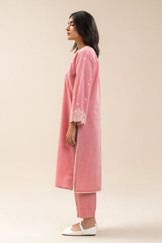 2 PIECE EMBROIDERED YARN DYED VISCOSE CHAMBRAY SUIT (PRET)