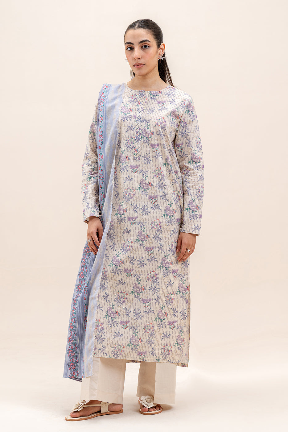2 PIECE PRINTED LAWN SUIT-PINE FOREST (UNSTITCHED)