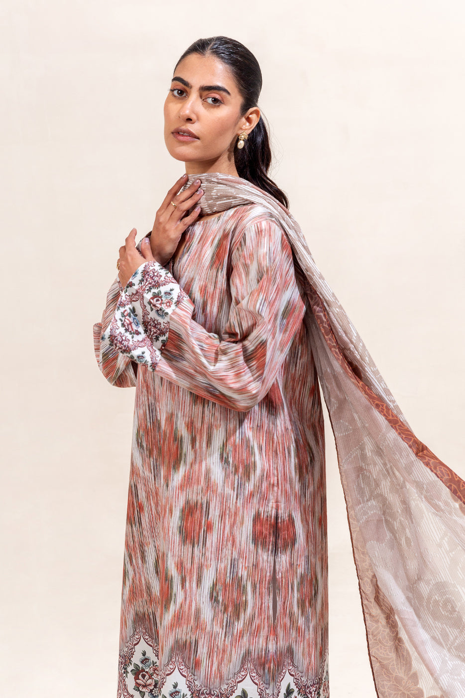 3 PIECE PRINTED LAWN SUIT-RUSTIC HAZE (UNSTITCHED)