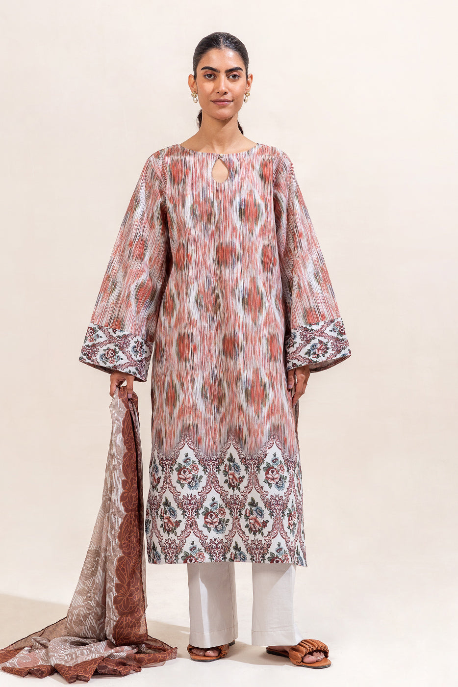 3 PIECE PRINTED LAWN SUIT-RUSTIC HAZE (UNSTITCHED)