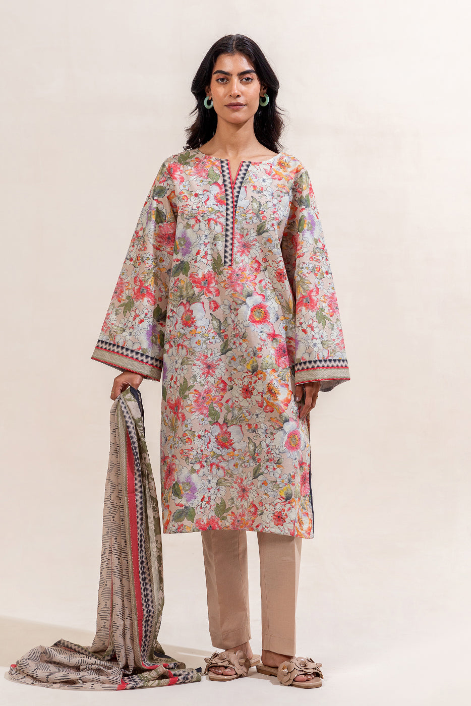 3 PIECE PRINTED LAWN SUIT-ORCHID GALORE (UNSTITCHED)