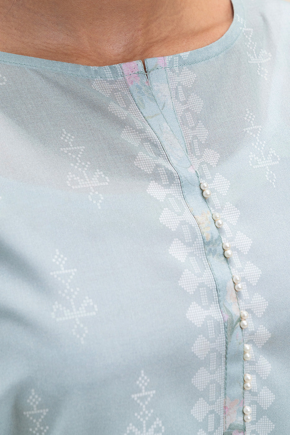 3 PIECE PRINTED LAWN SUIT-PISTACHIO ORCHID (UNSTITCHED)