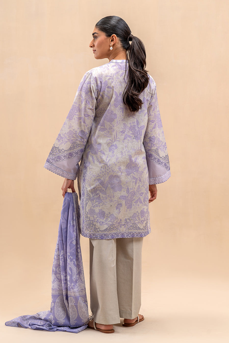 3 PIECE PRINTED LAWN SUIT-LAVENDER BAY (UNSTITCHED)