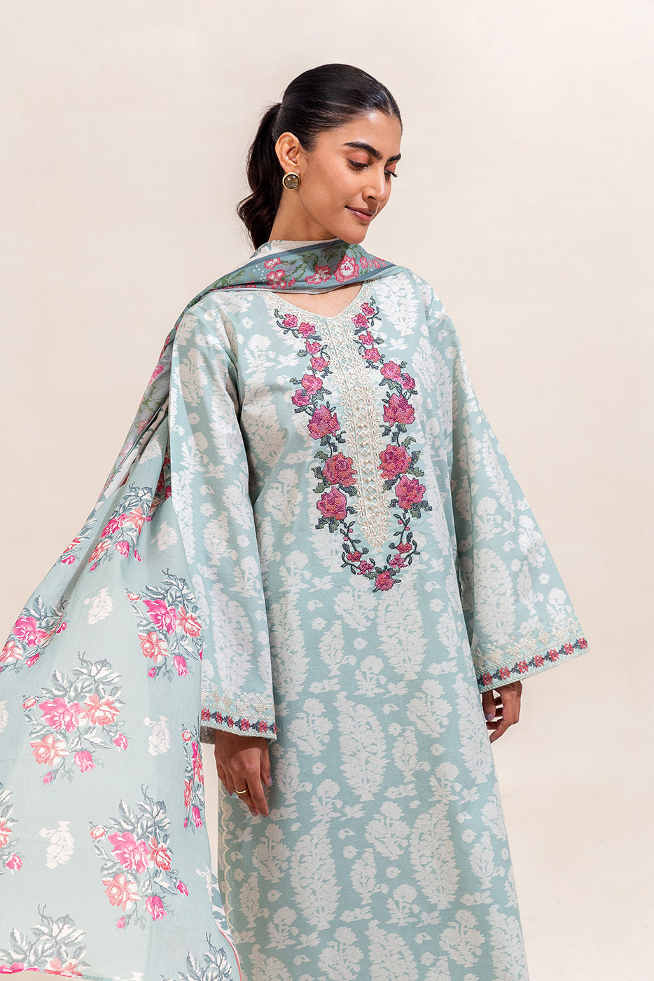 3 PIECE EMBROIDERED LAWN SUIT-PASTEL PAISLEY (UNSTITCHED)