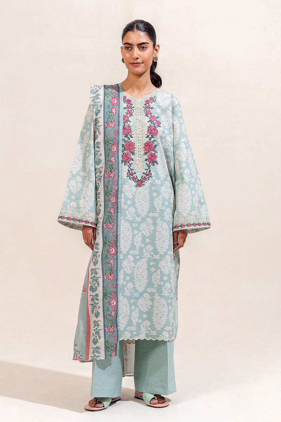 3 PIECE EMBROIDERED LAWN SUIT-PASTEL PAISLEY (UNSTITCHED)