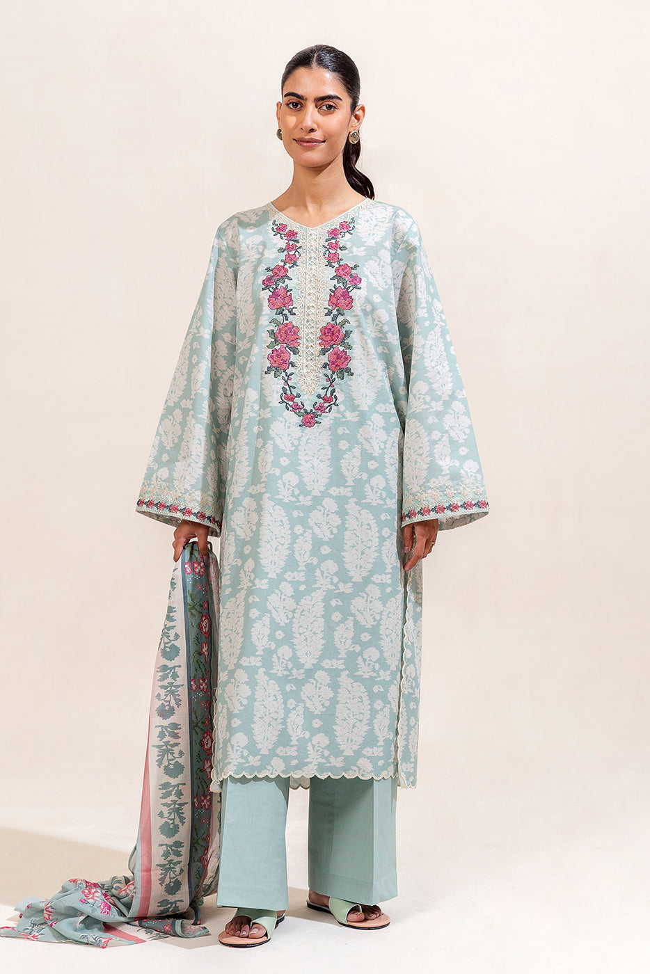 3 PIECE EMBROIDERED LAWN SUIT-PASTEL PAISLEY (UNSTITCHED)