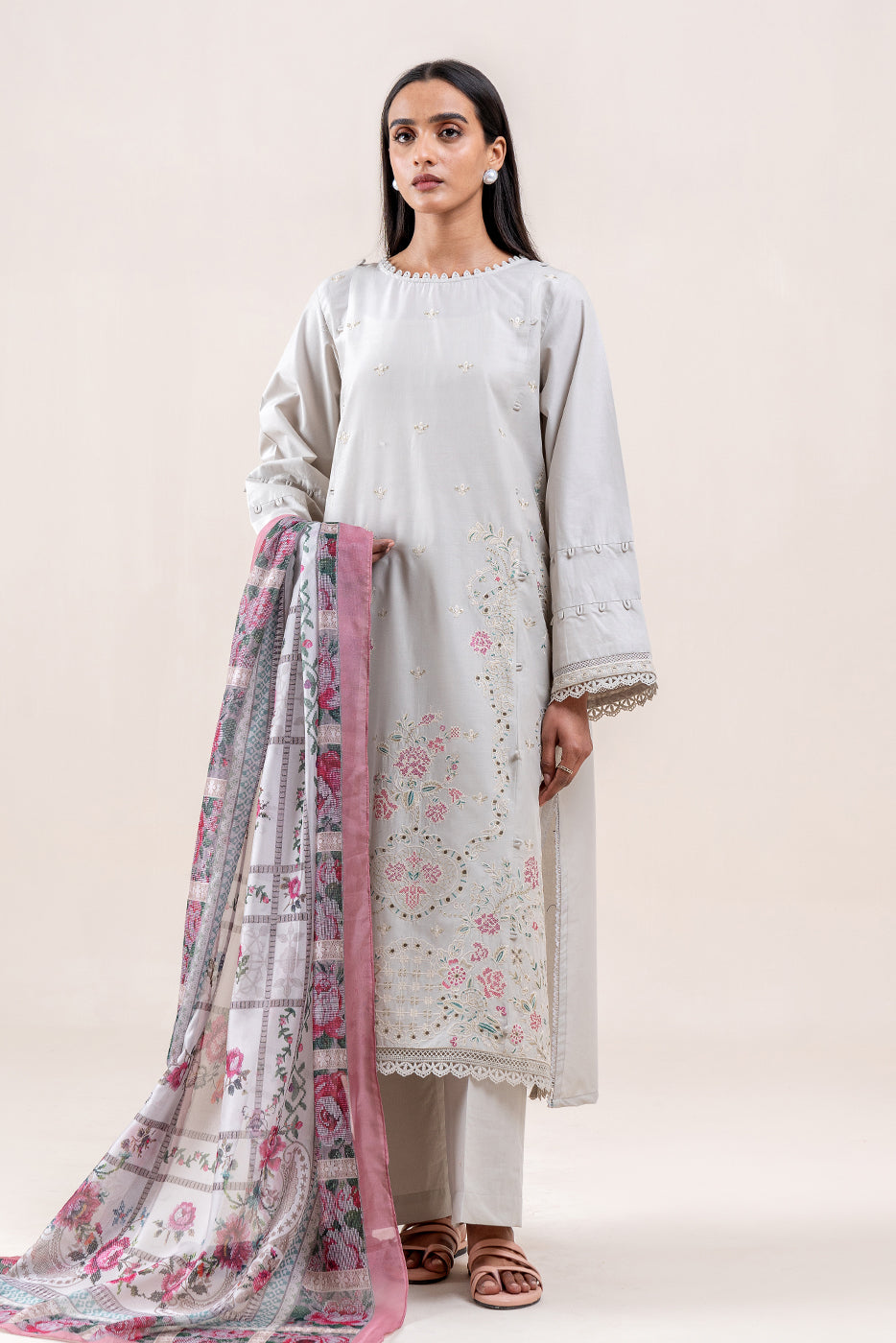 3 PIECE EMBROIDERED LAWN SUIT-DREAMY PEARL (UNSTITCHED)