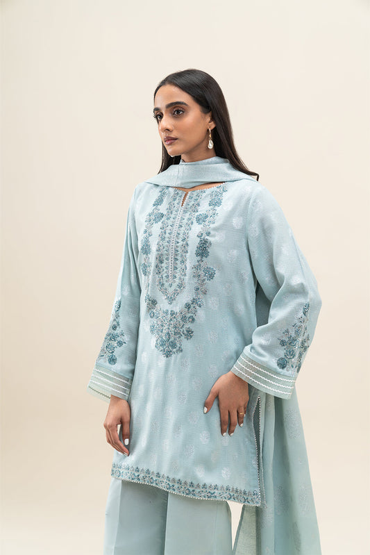 3 PIECE EMBROIDERED LUREX JACQUARAD  SUIT-CLOUD AURA (UNSTITCHED)
