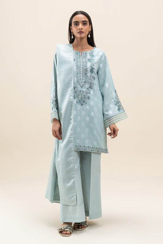 3 PIECE EMBROIDERED LUREX JACQUARAD  SUIT-CLOUD AURA (UNSTITCHED)