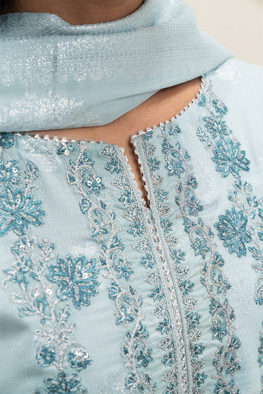 3 PIECE EMBROIDERED LUREX JACQUARAD  SUIT-CLOUD AURA (UNSTITCHED)
