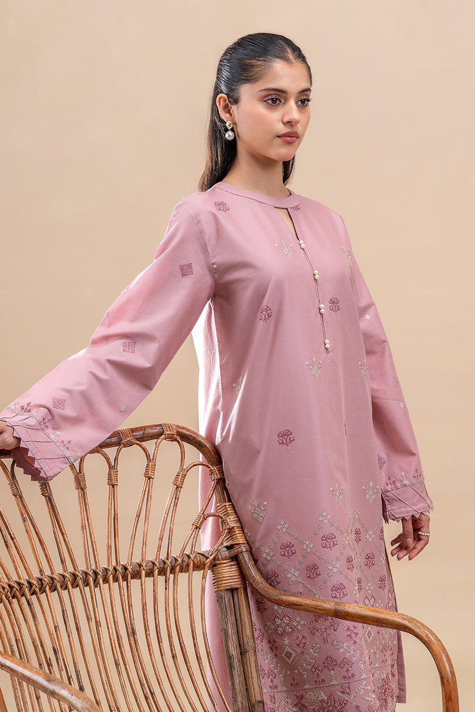 2 PIECE EMBROIDERED LAWN SUIT-CARMINE BLISS (UNSTITCHED)