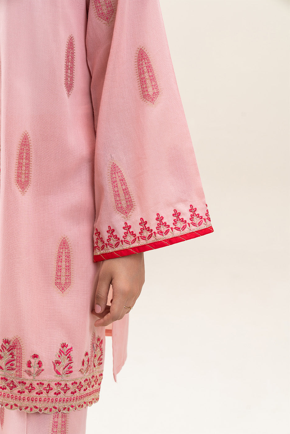 2 PIECE EMBROIDERED JACQUARD SUIT-ETHNIC BLUSH (UNSTITCHED)