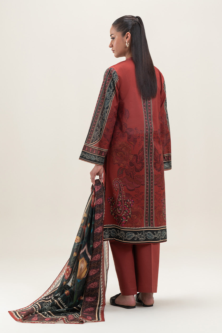 3 PIECE PRINTED LAWN SUIT-TRUE AUTUMN (UNSTITCHED)