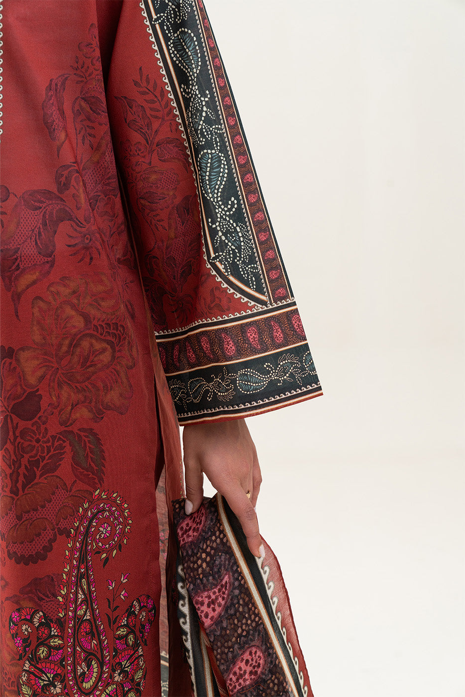 3 PIECE PRINTED LAWN SUIT-TRUE AUTUMN (UNSTITCHED)