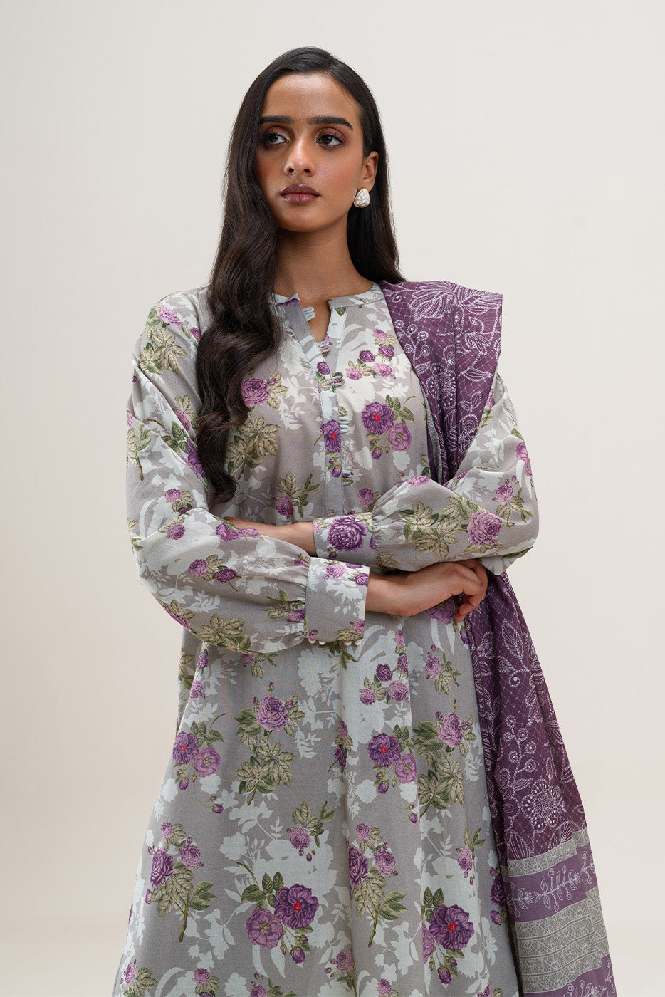 3 PIECE PRINTED LAWN SUIT-MYSTIC GARDEN (UNSTITCHED)