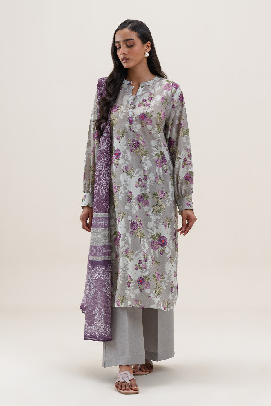 3 PIECE PRINTED LAWN SUIT-MYSTIC GARDEN (UNSTITCHED)
