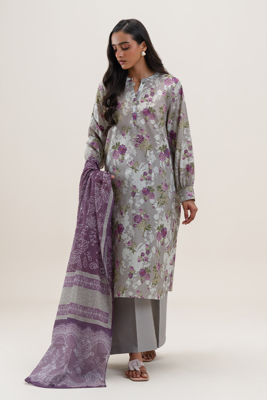 3 PIECE PRINTED LAWN SUIT-MYSTIC GARDEN (UNSTITCHED)