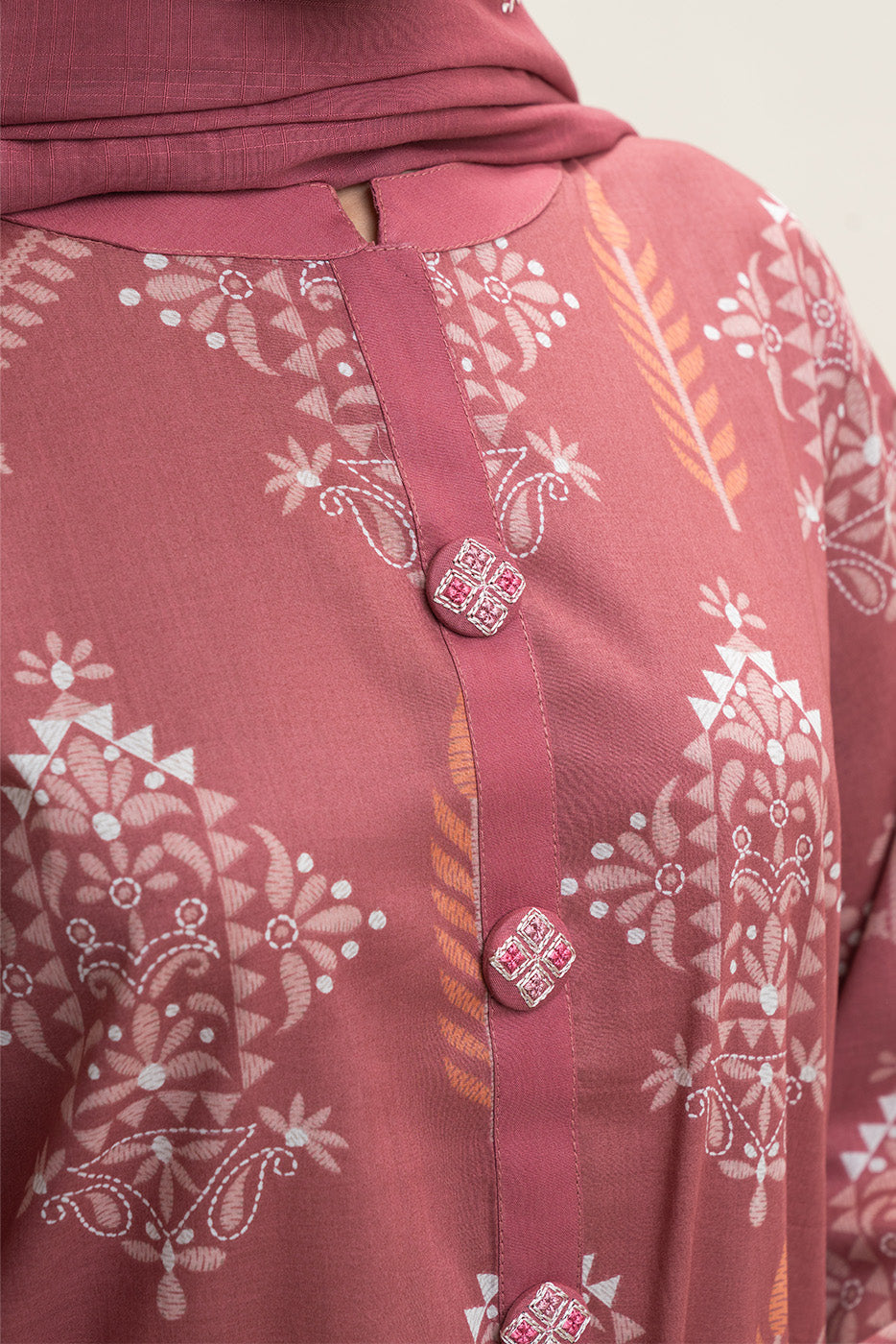 3 PIECE EMBROIDERED LAWN LAWN SUIT-CORAL GLAM (UNSTITCHED)