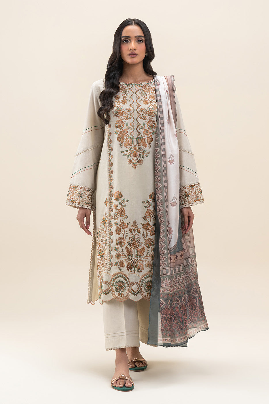 3 PIECE EMBROIDERED LAWN SUIT-ORNATE GEM (UNSTITCHED)
