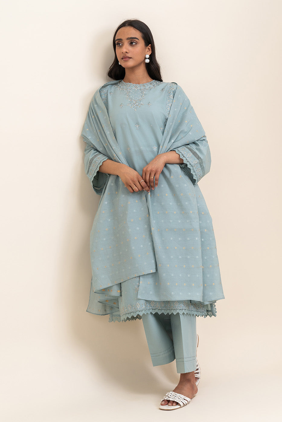 3 PIECE EMBROIDERED LAWN SUIT-PASTEL GLOW (UNSTITCHED)